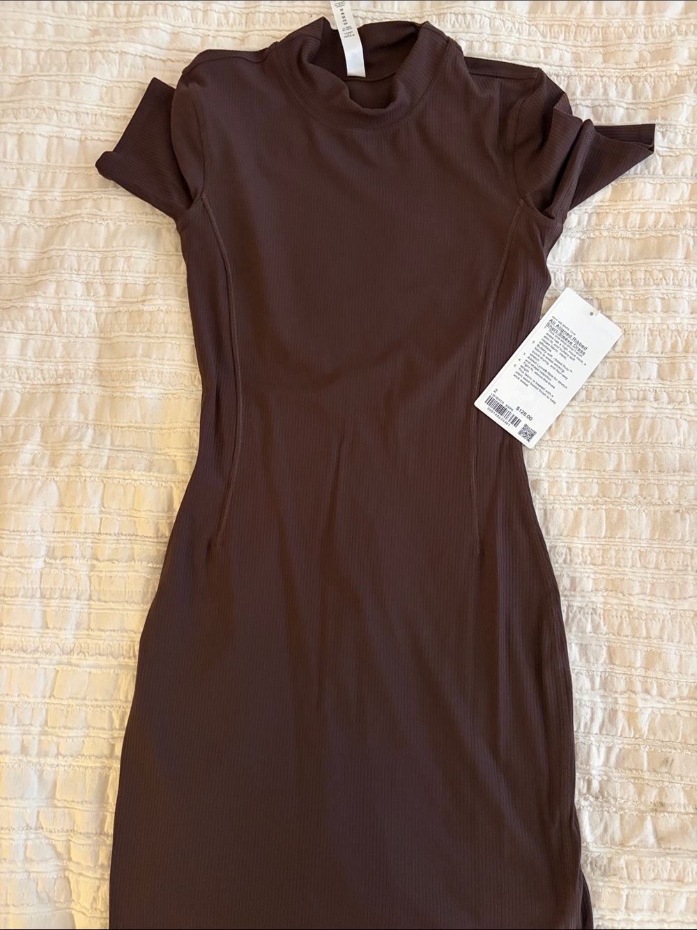 lululemon athletica All Aligned Espresso Ribbed Mock Neck Mini Dress - NWT